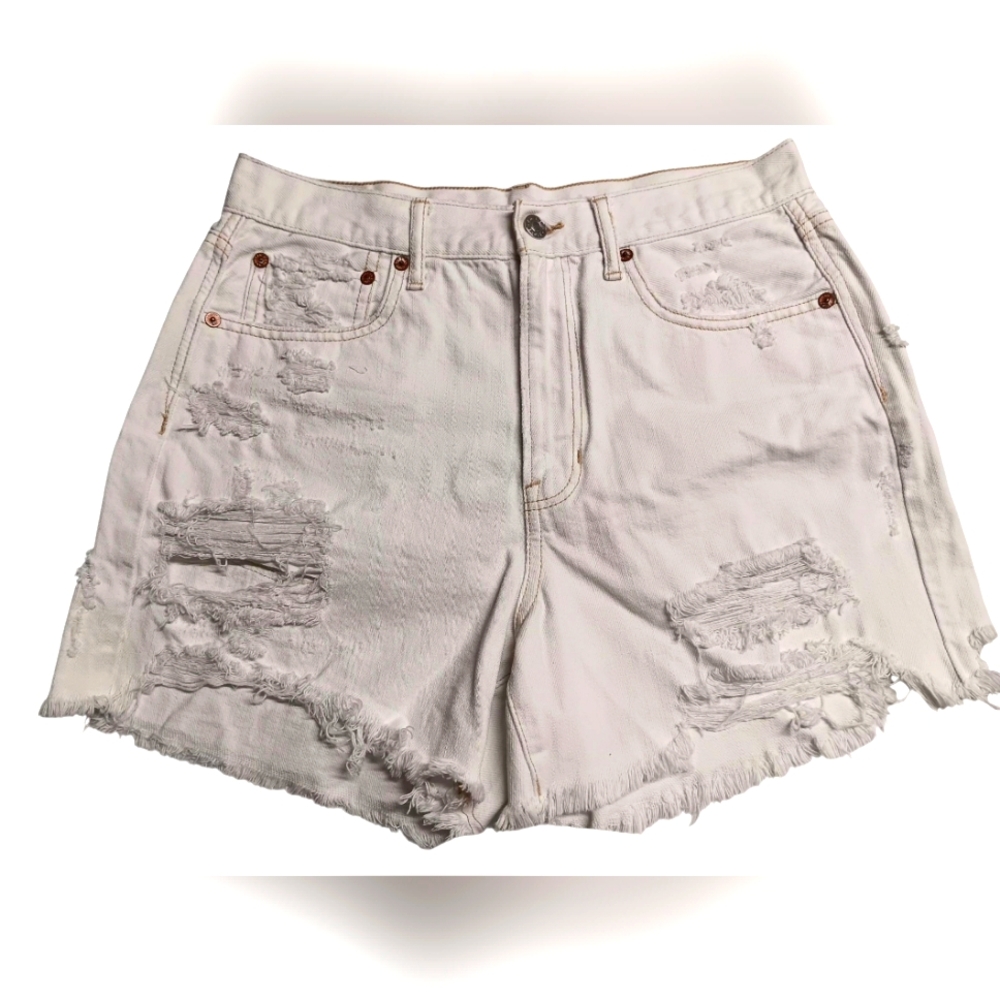 American Eagle Outfitters White Distressed Jean Shorts NWOT
